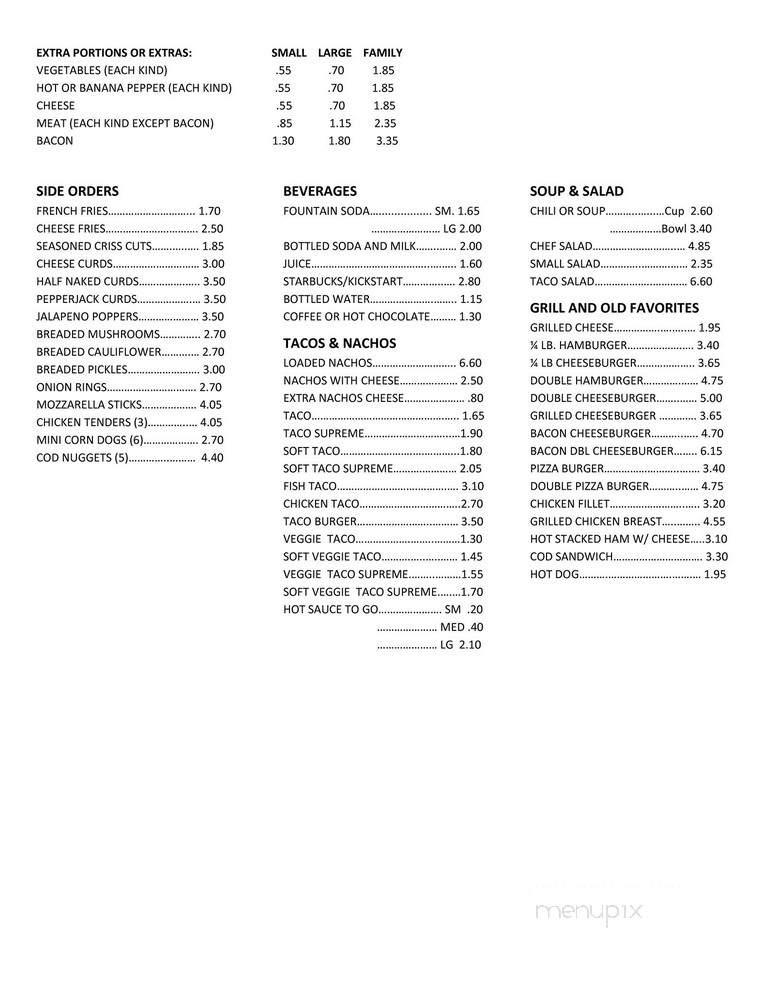 Downtown Sandwich & Ice Cream - Menominee, MI menu_pic