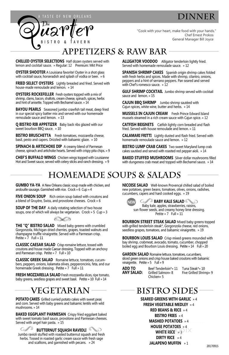 Quarter Bistro & Tavern - Ann Arbor, MI menu_pic
