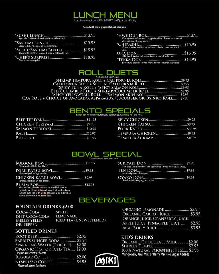 Miki Japanese Seafood Restaurant - Ann Arbor, MI menu_pic
