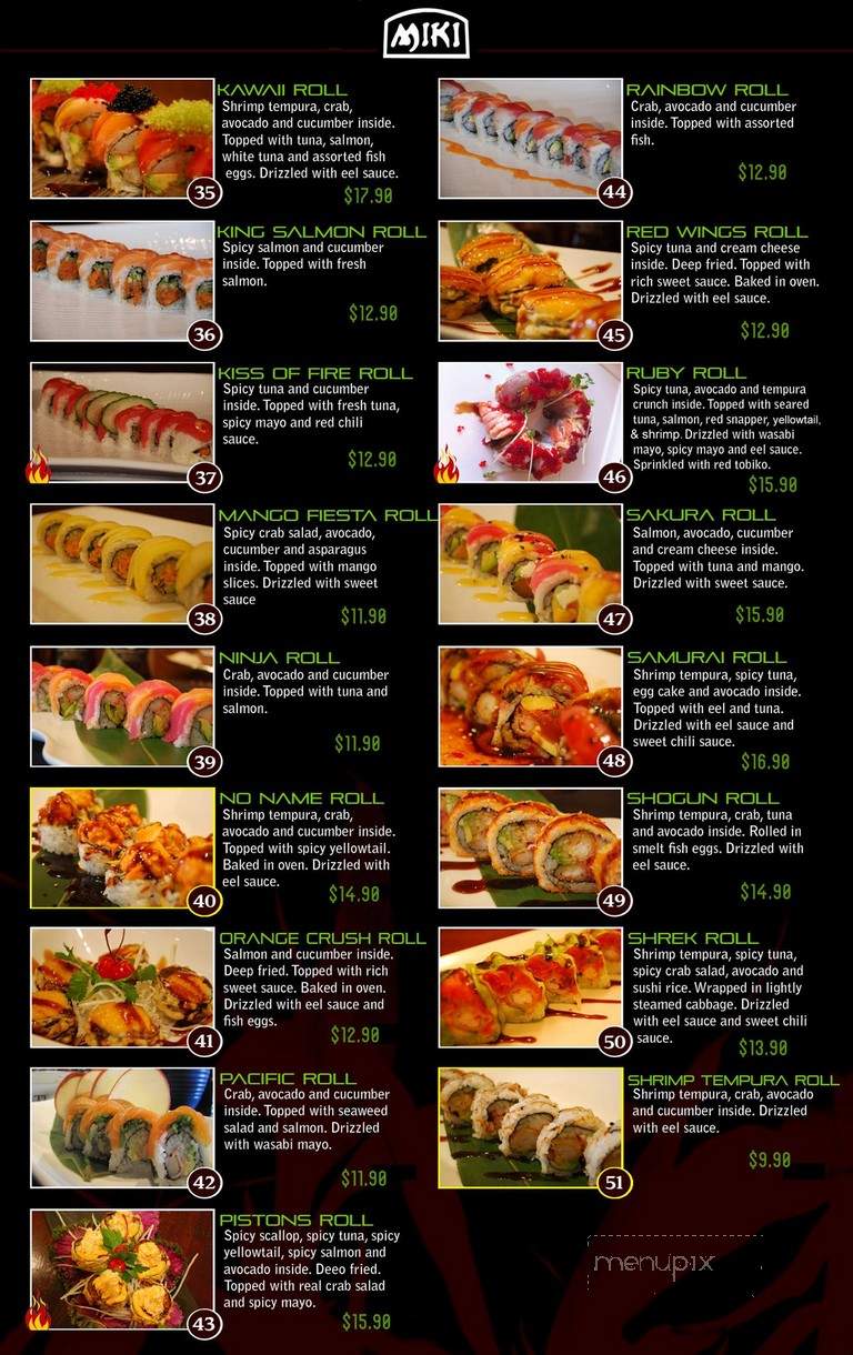 Miki Japanese Seafood Restaurant - Ann Arbor, MI menu_pic