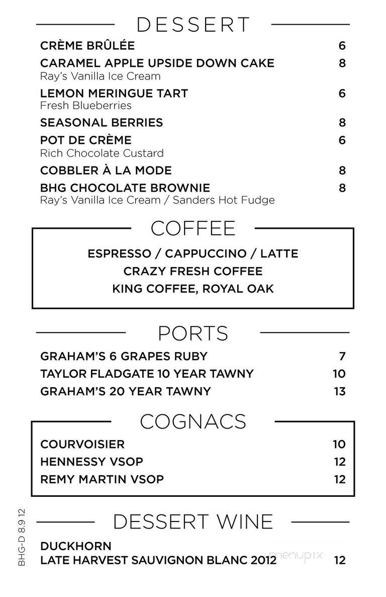 Beverly Hills Grill - Beverly Hills, MI menu_pic