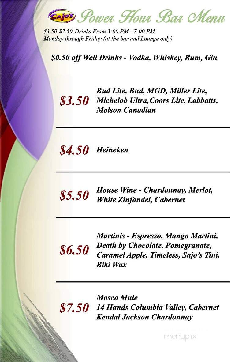 Sajo's Of Clinton - Clinton Township, MI menu_pic
