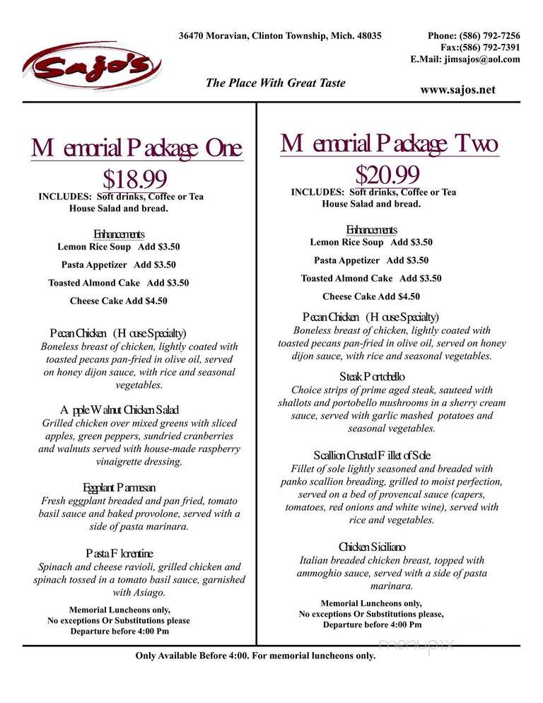 Sajo's Of Clinton - Clinton Township, MI menu_pic