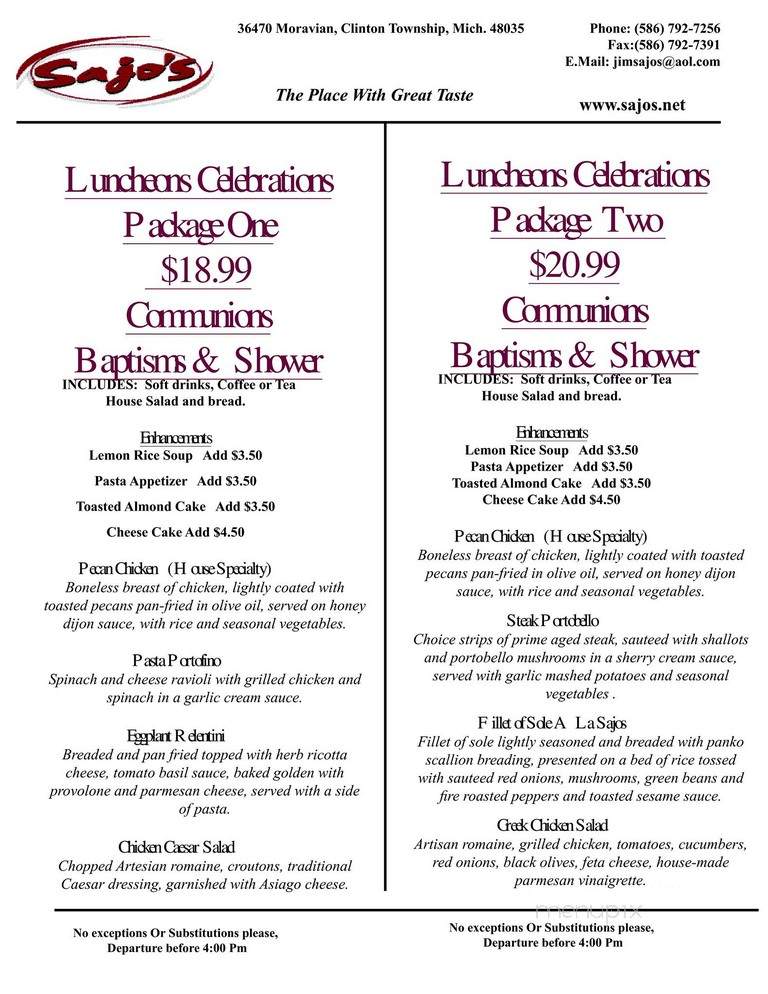 Sajo's Of Clinton - Clinton Township, MI menu_pic