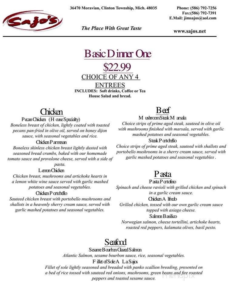 Sajo's Of Clinton - Clinton Township, MI menu_pic