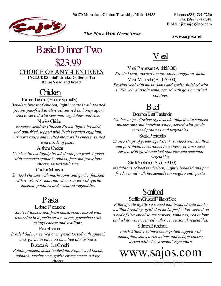 Sajo's Of Clinton - Clinton Township, MI menu_pic
