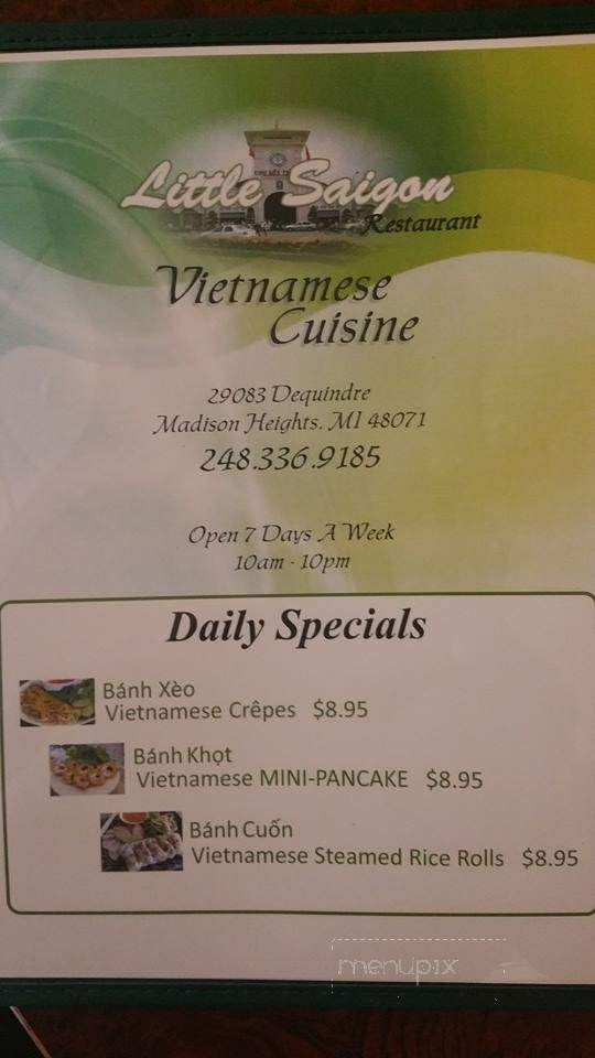 Little Saigon Restaurant - Madison Heights, MI menu_pic