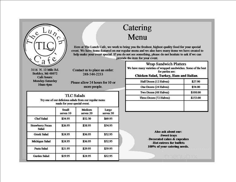 Lunch Cafe - Berkley, MI menu_pic