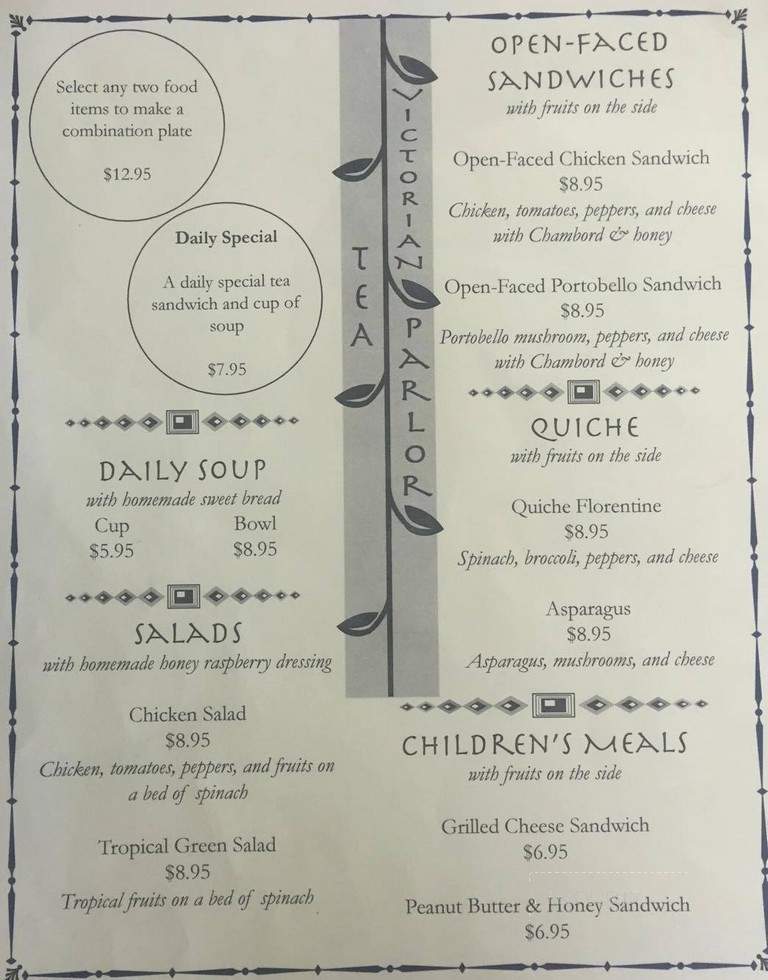 Victorian Tea Parlor - Berkley, MI menu_pic