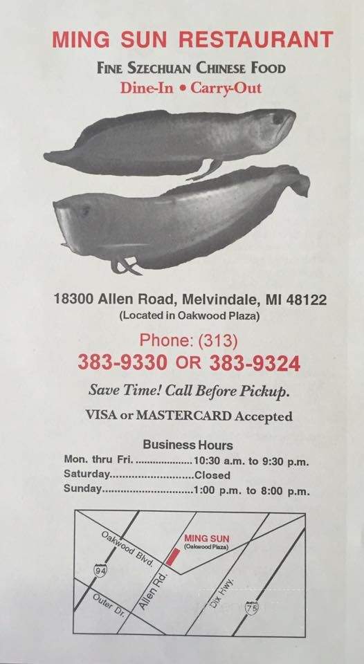 Ming Sun Restaurant - Melvindale, MI menu_pic