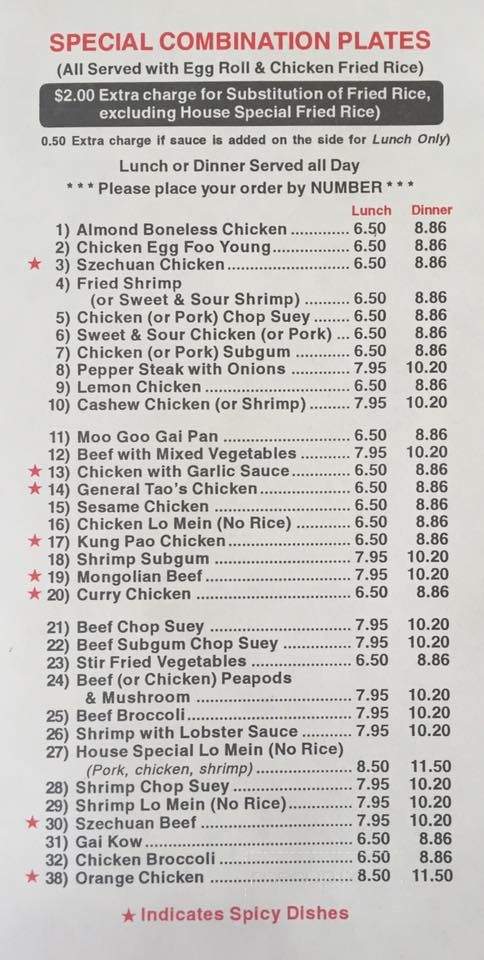 Ming Sun Restaurant - Melvindale, MI menu_pic