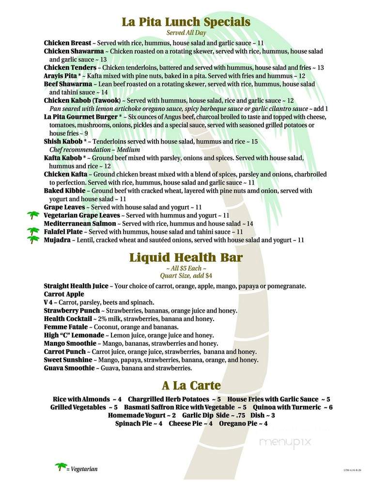 La Pita - Dearborn, MI menu_pic