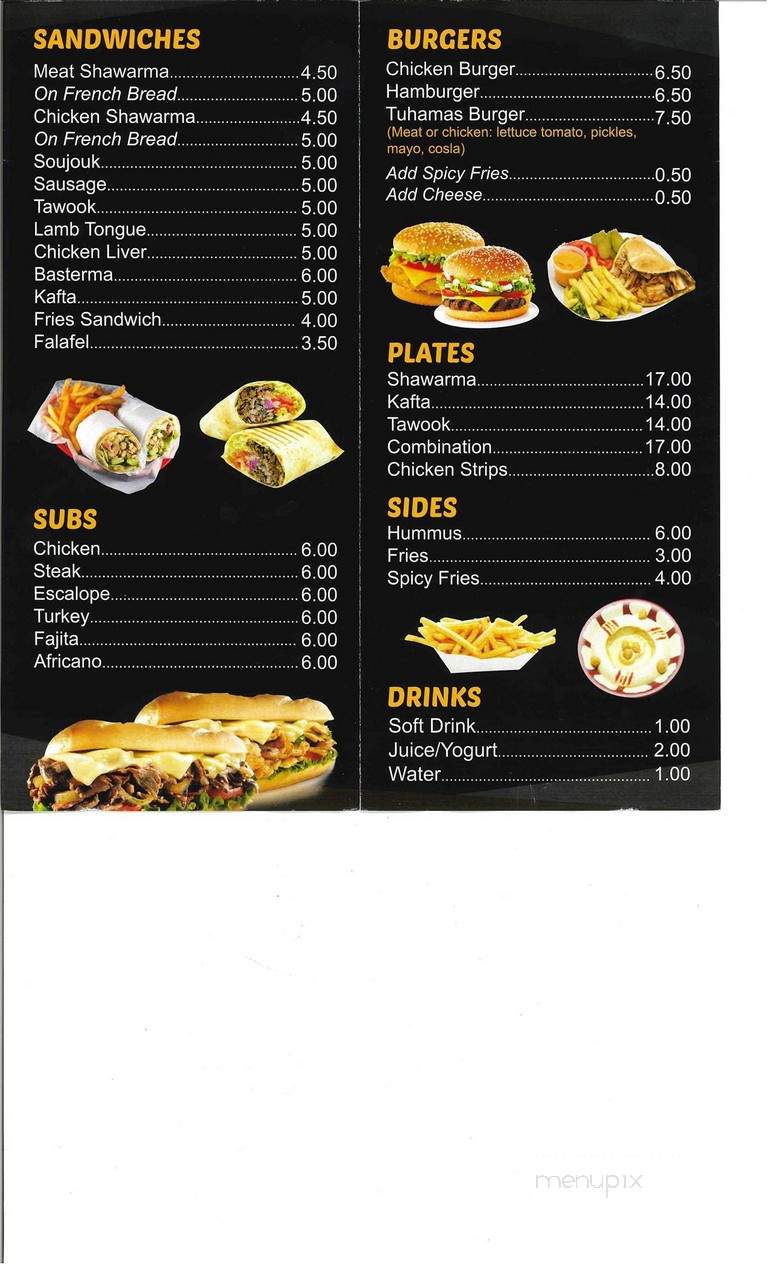 Tuhamas - Dearborn, MI menu_pic