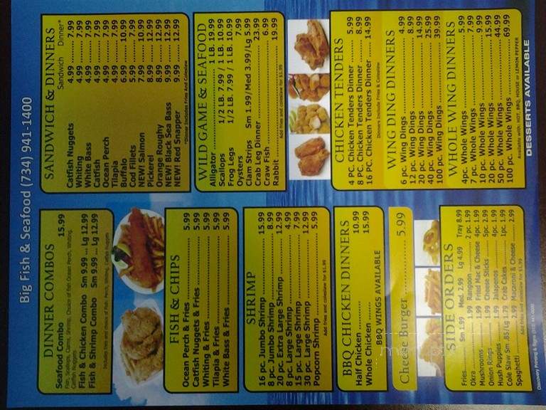 Big Fish - Dearborn, MI menu_pic