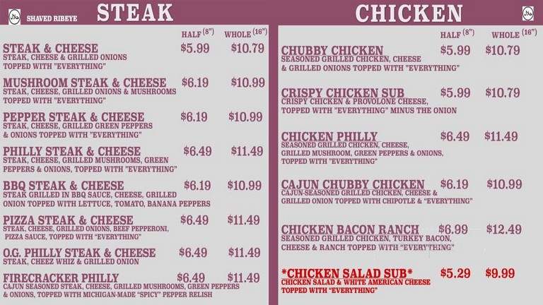 Ricky's Sub Shop - Dearborn, MI menu_pic