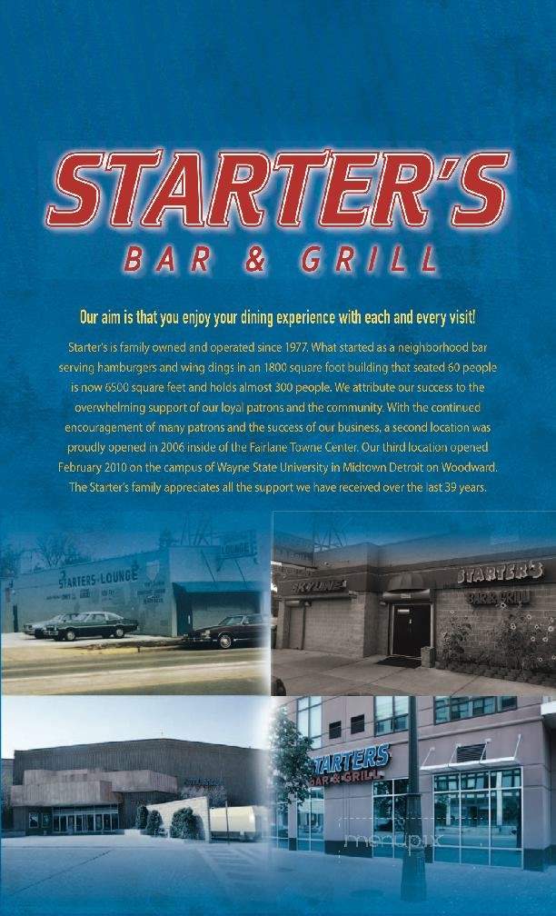 Starter's Bar & Grill - Dearborn, MI menu_pic