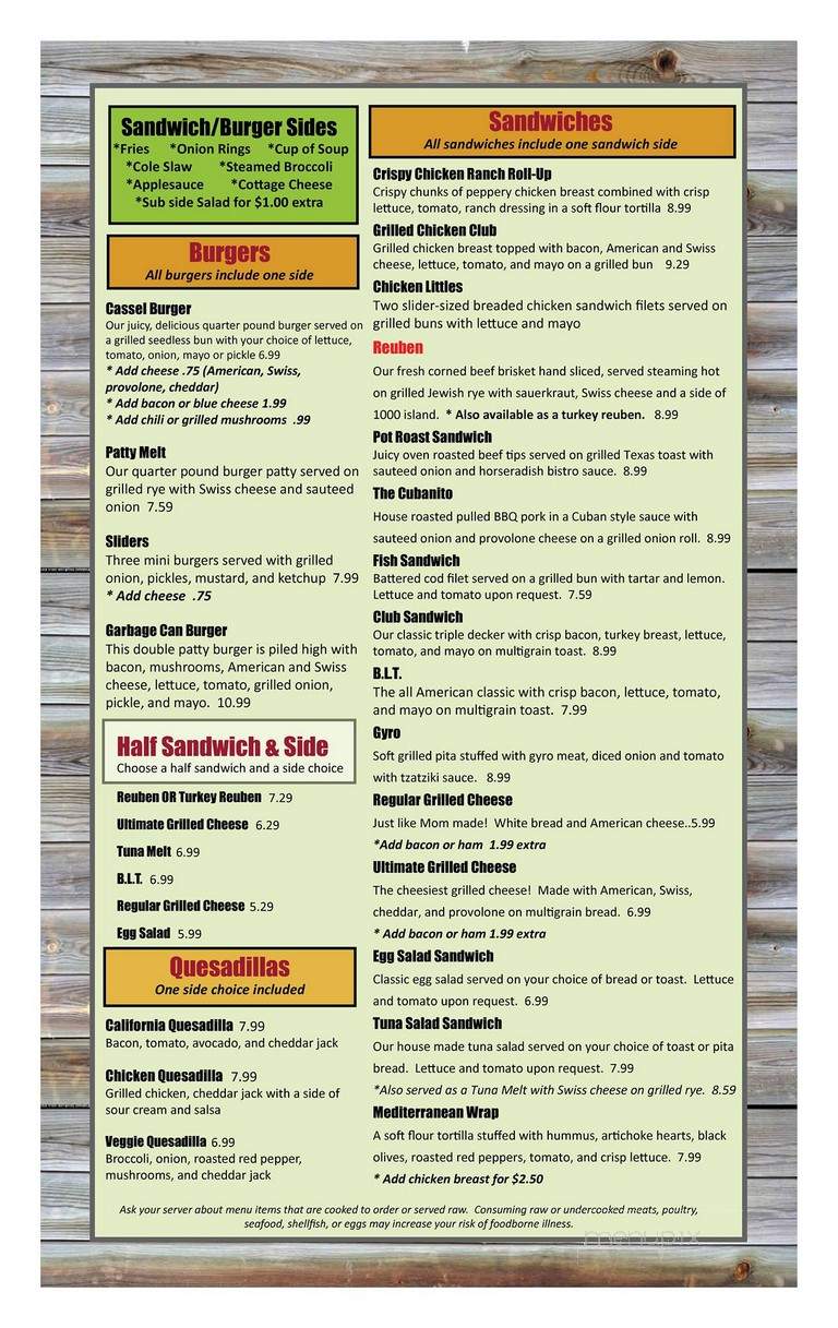 Cassell's Family Restaurant - Northville, MI menu_pic