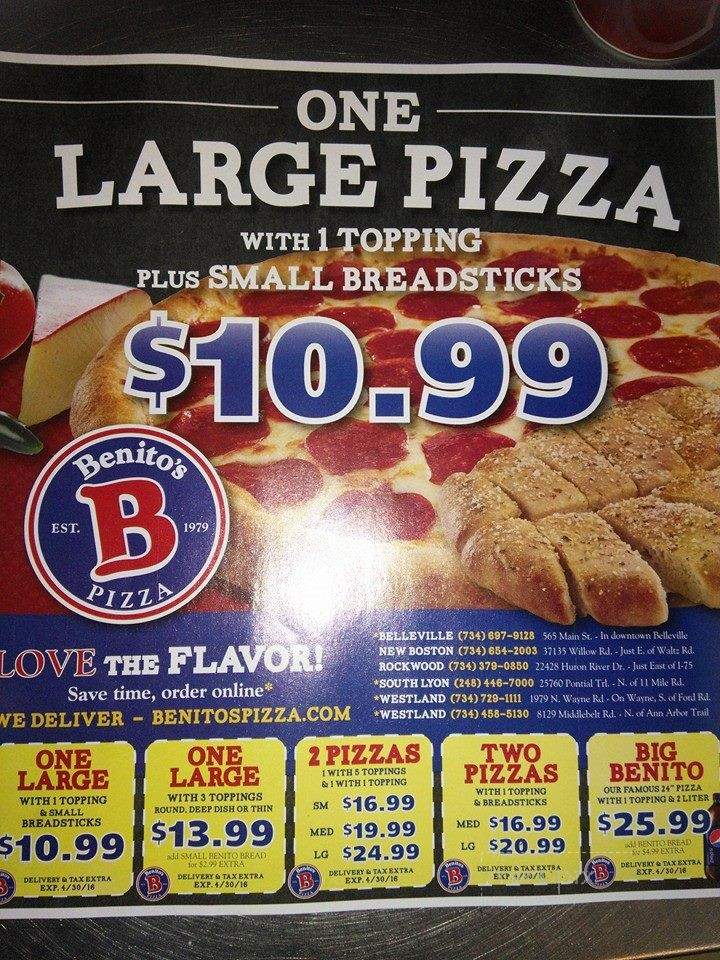 Benito's Pizza - Rockwood, MI menu_pic