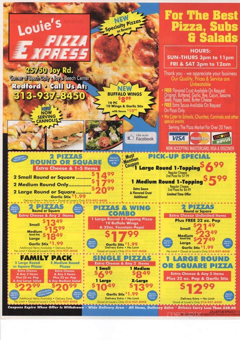 Louie's Pizza Express - Redford, MI menu_pic