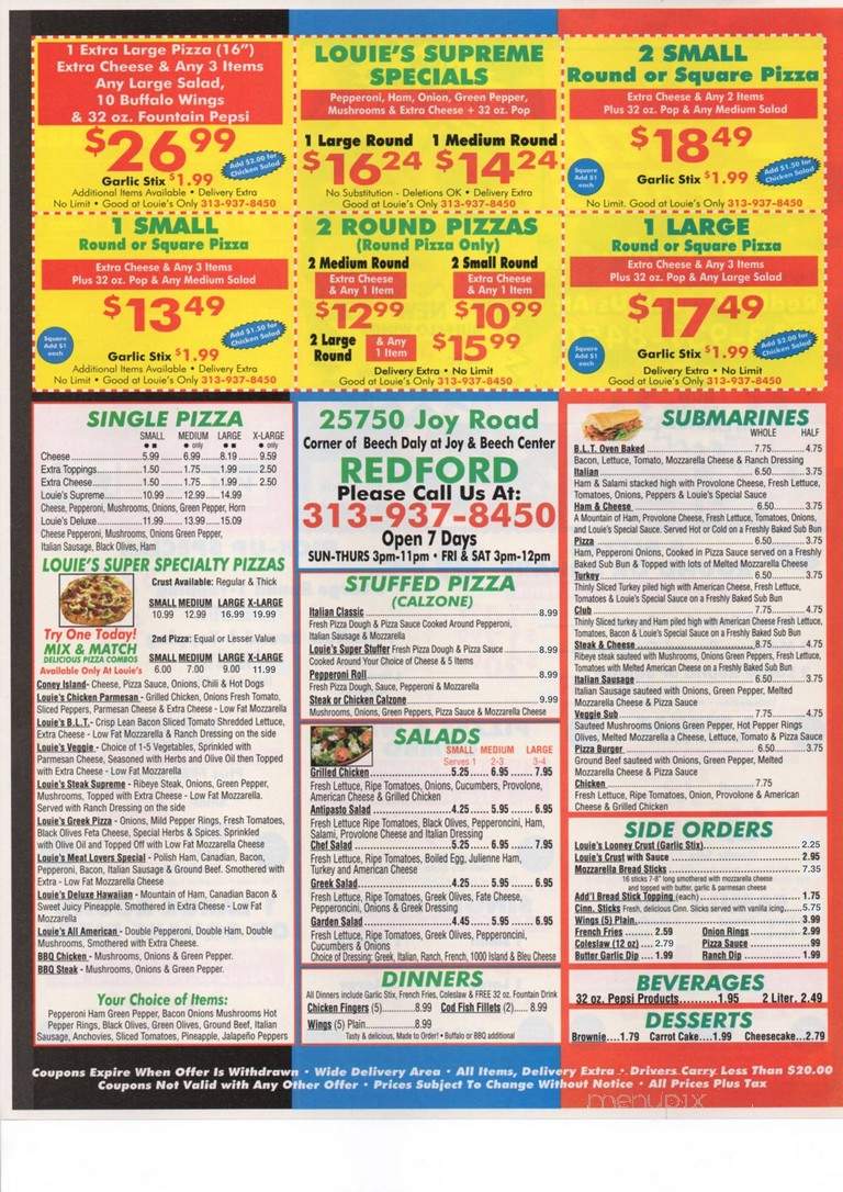 Louie's Pizza Express - Redford, MI menu_pic