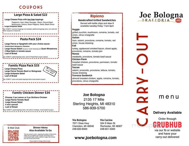 Joe Bologna's - Sterling Heights, MI menu_pic
