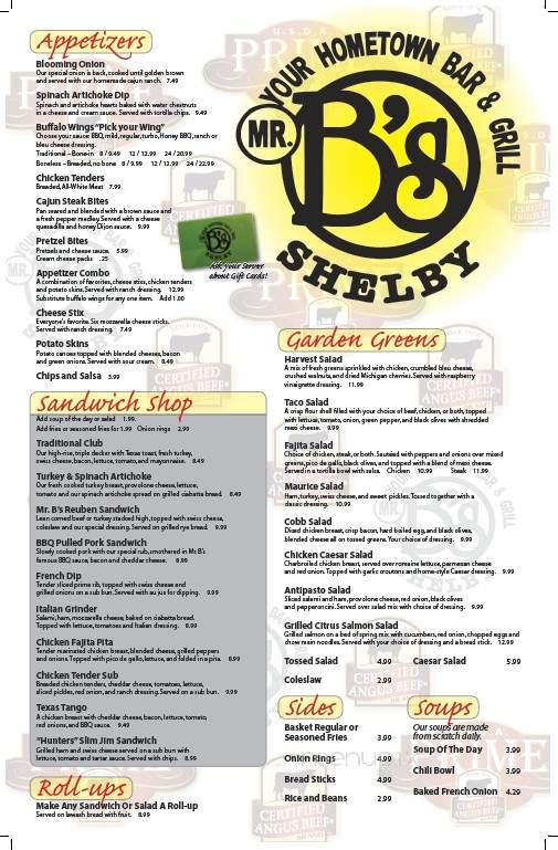 Mr B's Shelby - Shelby Township, MI menu_pic