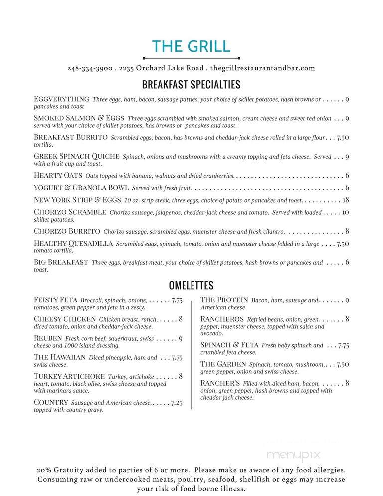 Lodge At Orchard Lake - Sylvan Lake, MI menu_pic