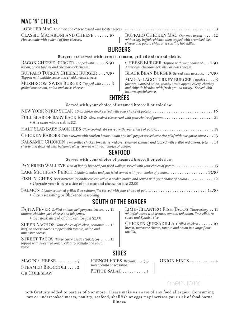 Lodge At Orchard Lake - Sylvan Lake, MI menu_pic