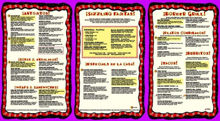 Border Cantina - Novi, MI menu_pic