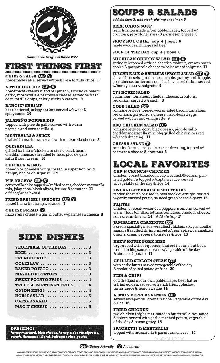 C J Brewing Co - Commerce Township, MI menu_pic