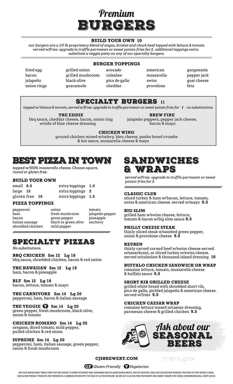 C J Brewing Co - Commerce Township, MI menu_pic