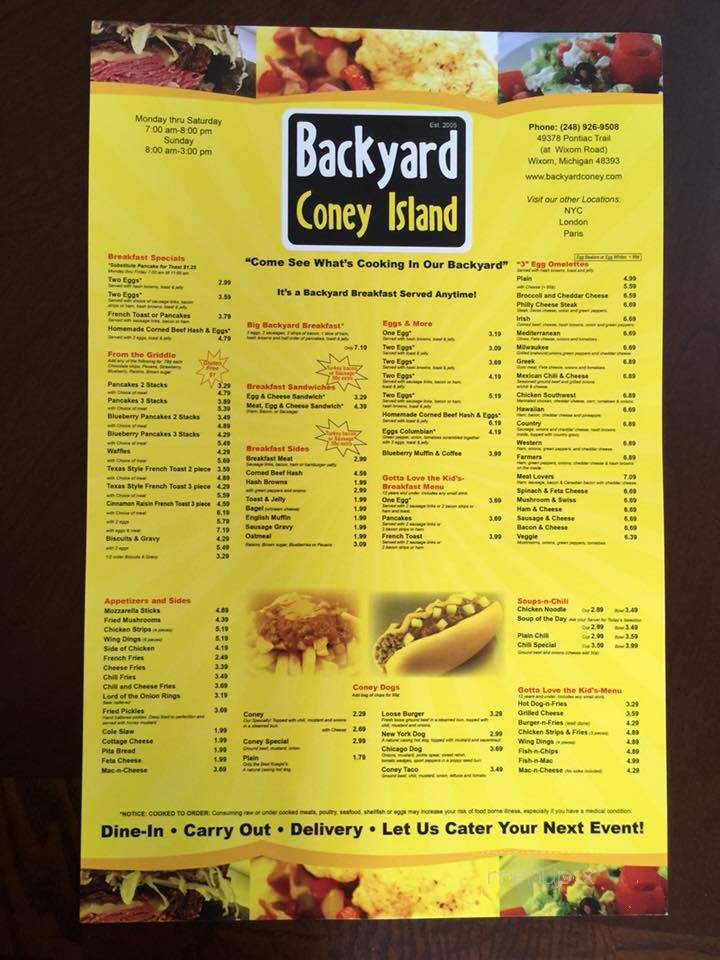 Backyard Coney Island - Wixom, MI menu_pic