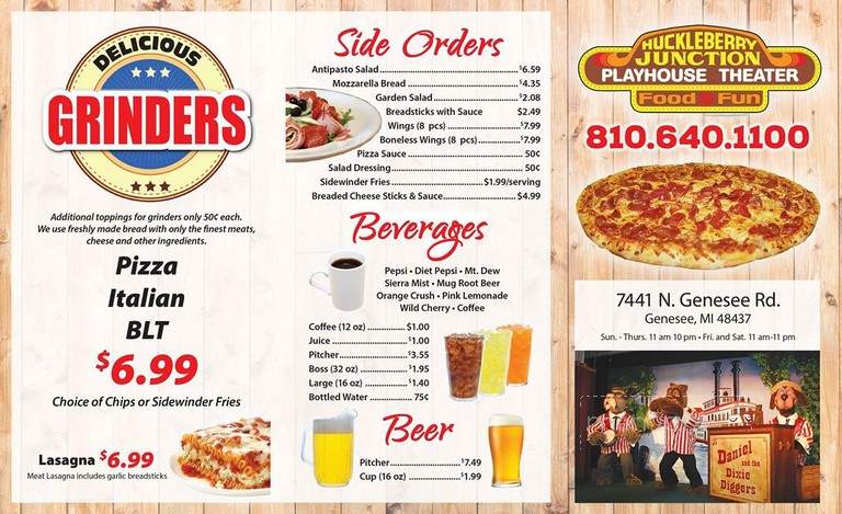 Huckleberry Junction Playhouse - Genesee, MI menu_pic