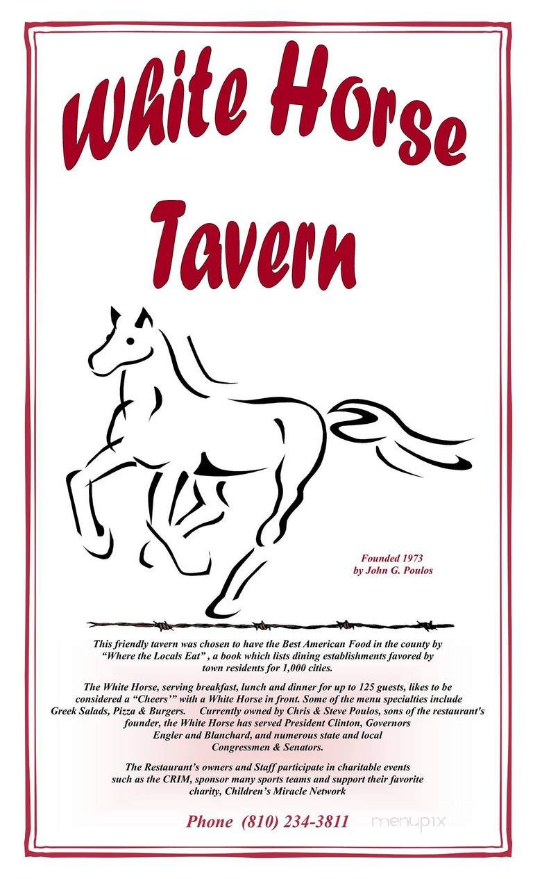 White Horse Tavern - Flint, MI menu_pic