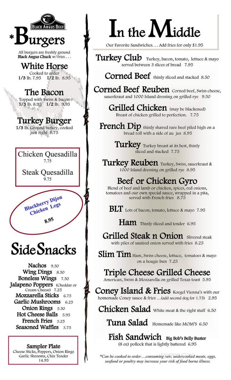 White Horse Tavern - Flint, MI menu_pic