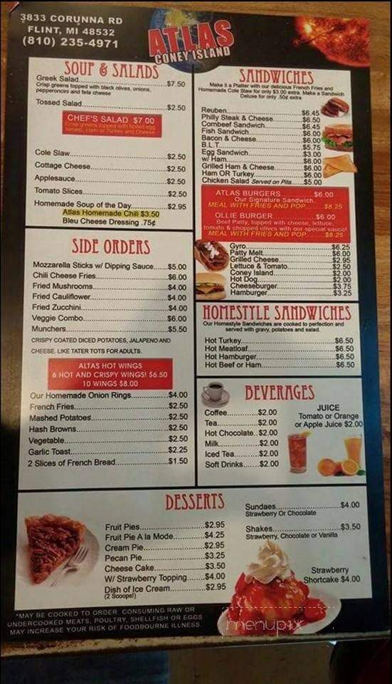 Atlas Coney Island - Flint, MI menu_pic