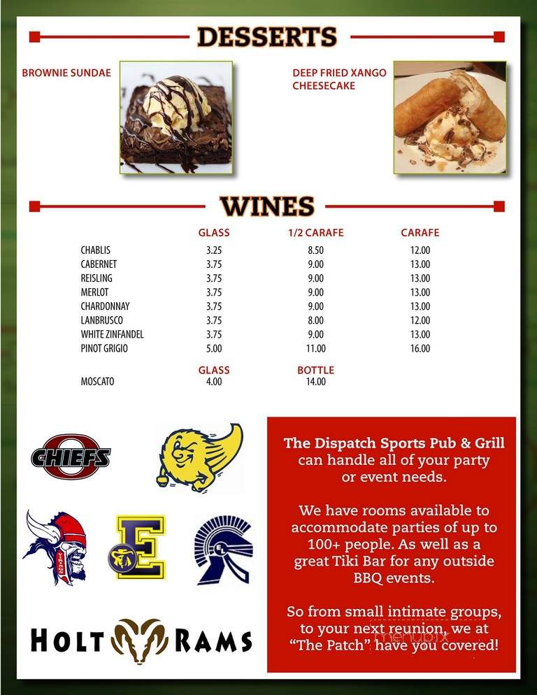 Dispatch Sports Pub & Grill - Lansing, MI menu_pic