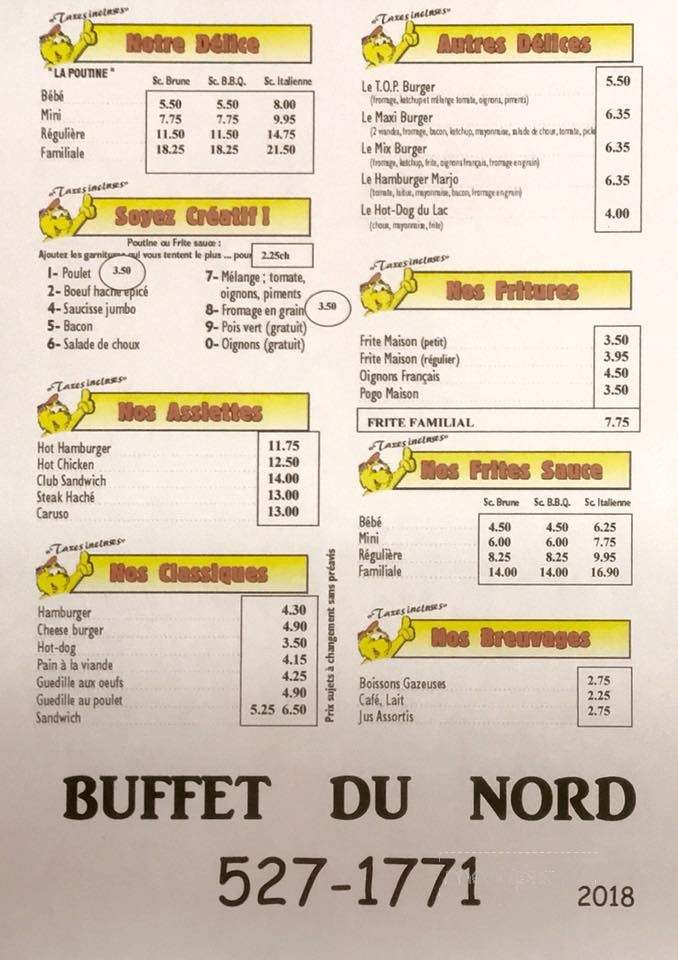 Casse-Croute Buffet Du Nord Enr - Quebec, QC
