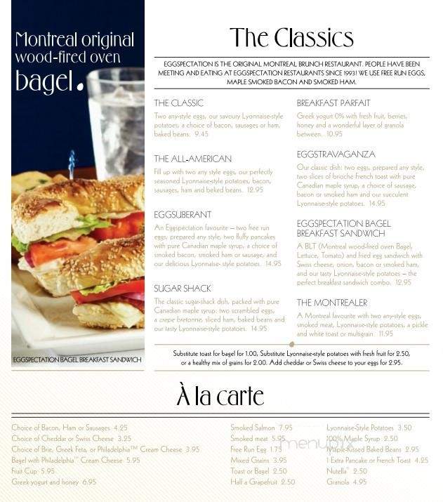 Eggspectations Dejeuner & Cafe - Montreal, QC menu_pic