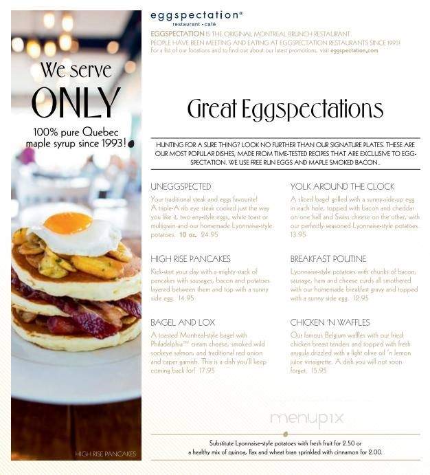 Eggspectations Dejeuner & Cafe - Montreal, QC menu_pic
