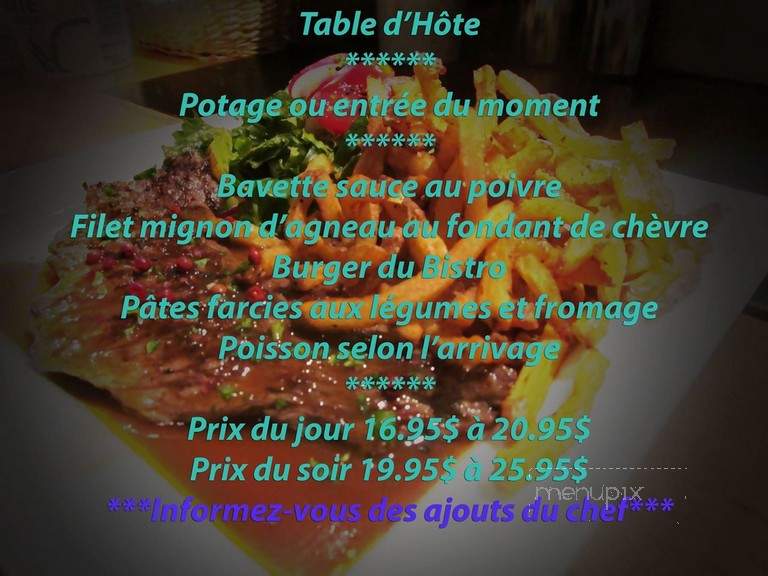 Bistro sur la Riviere - Montreal, QC menu_pic