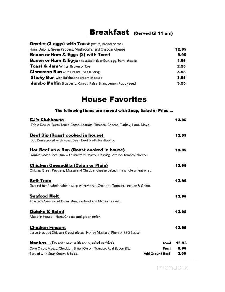 C J's Delicatessen - Forestburg, AB menu_pic