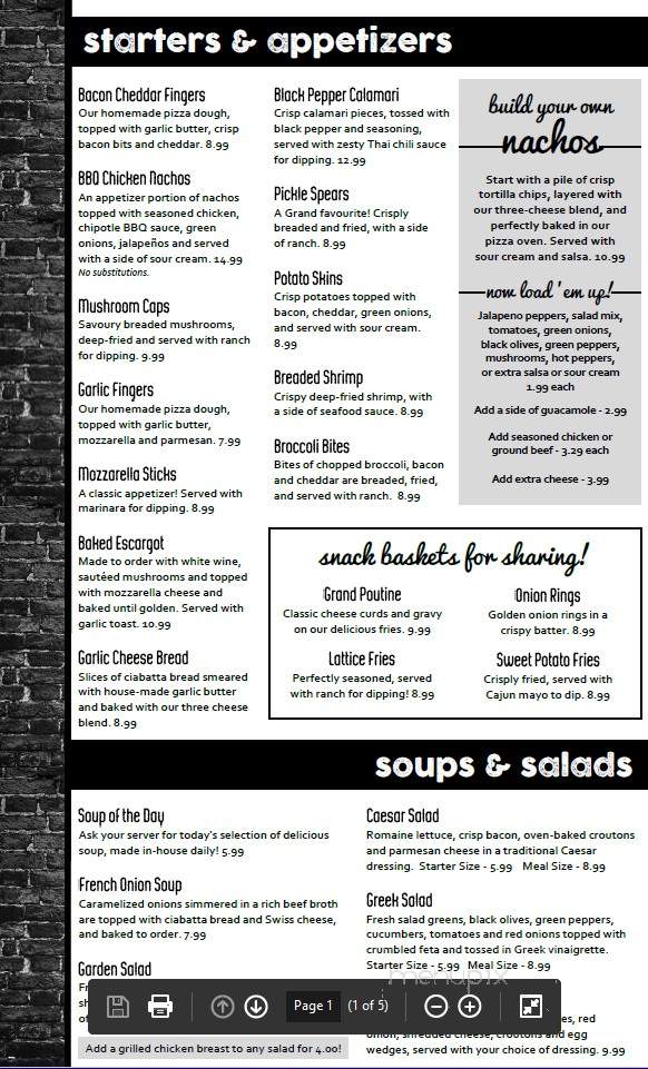 The Grand Experience Family Restaurant - Lindsay, ON menu_pic