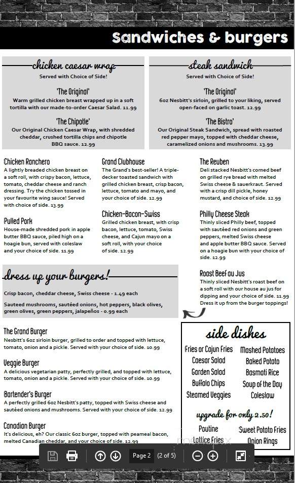 The Grand Experience Family Restaurant - Lindsay, ON menu_pic