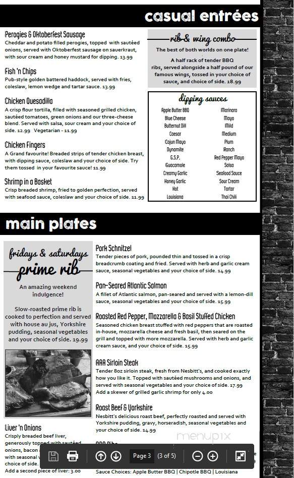 The Grand Experience Family Restaurant - Lindsay, ON menu_pic