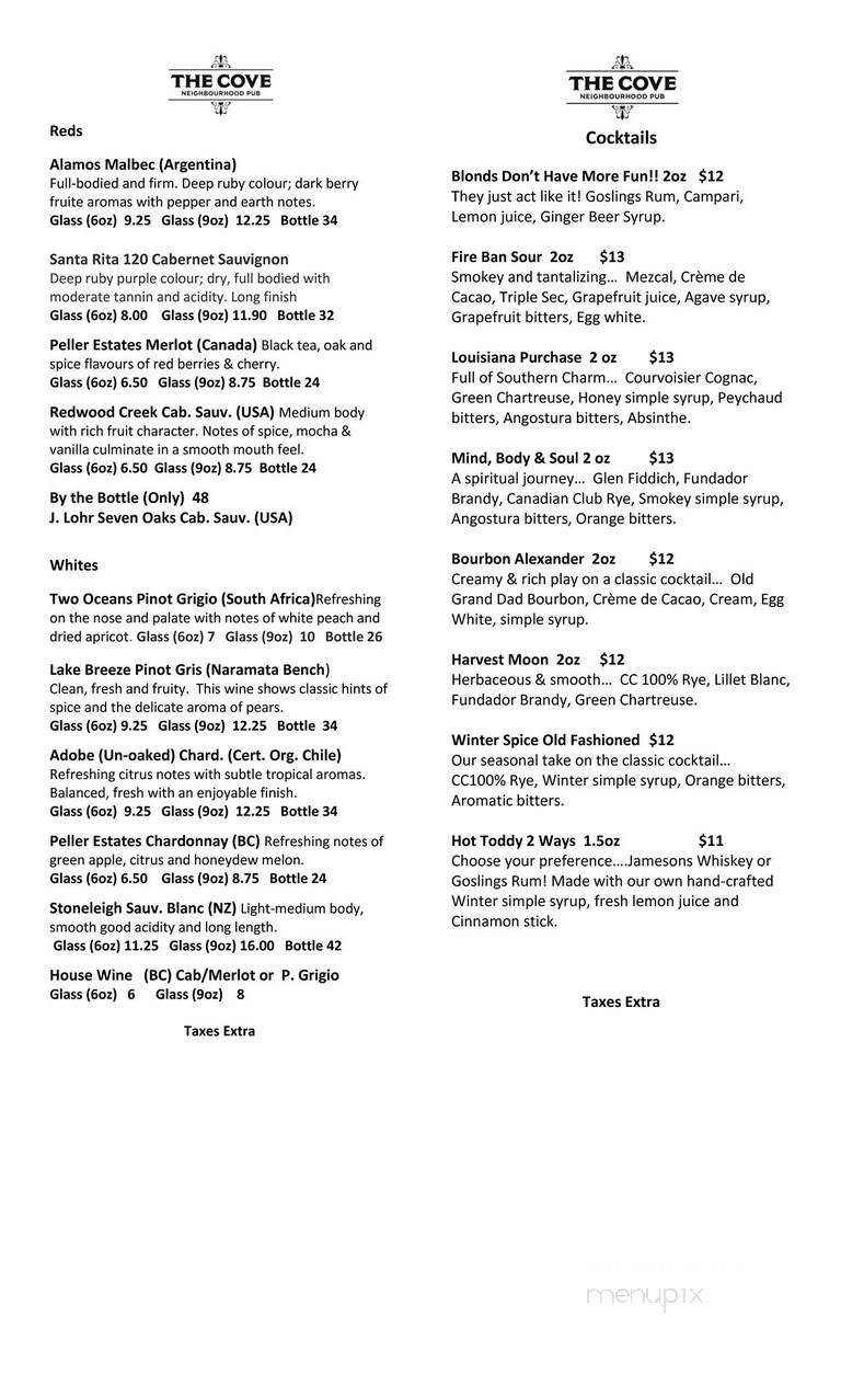 Jeremiah's Neighbourhood Pub - Vancouver, BC menu_pic