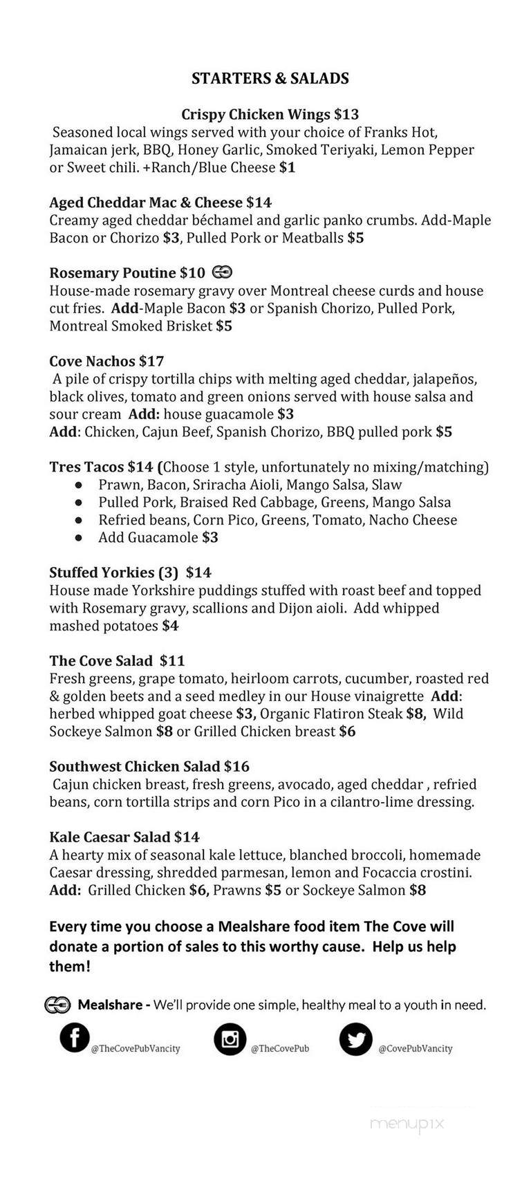 Jeremiah's Neighbourhood Pub - Vancouver, BC menu_pic