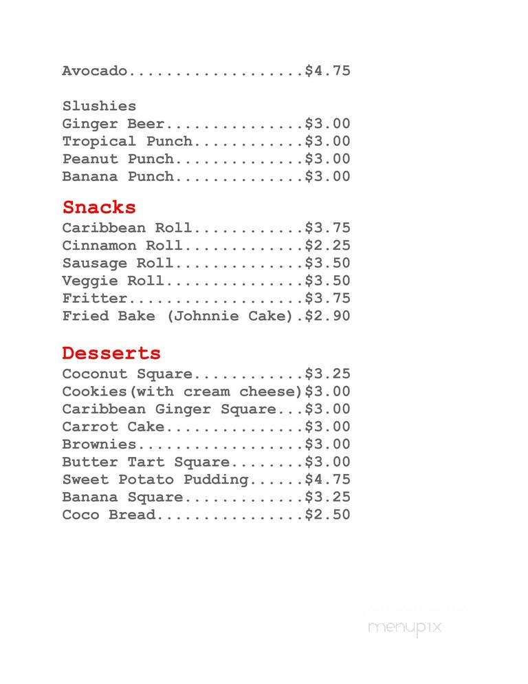 Caribbean Village Cafe - Victoria, BC menu_pic
