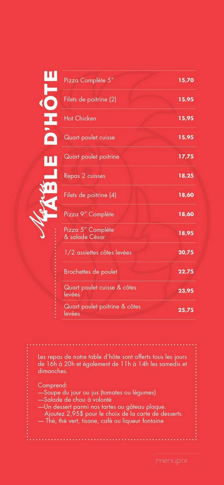 Restaurant Beau Coq BBQ - Amos, QC menu_pic