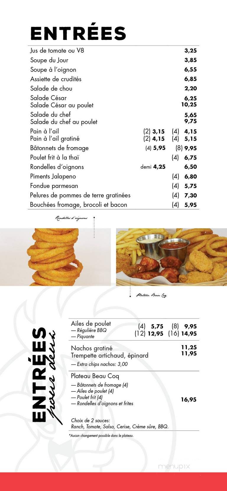 Restaurant Beau Coq BBQ - Amos, QC menu_pic